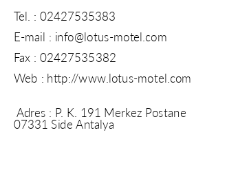 Lotus Hotel iletiim bilgileri